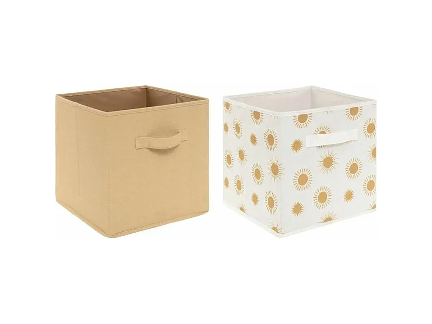 Lot de 2 Boîtes de Rangement "Soleil" 29cm Ocre