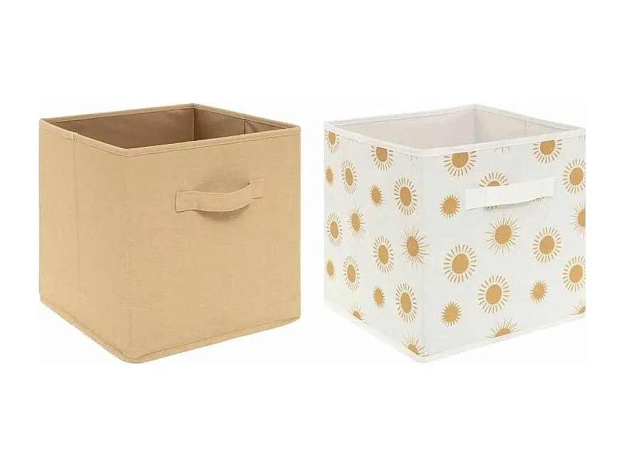 Lot de 2 Boîtes de Rangement "Soleil" 29cm Ocre