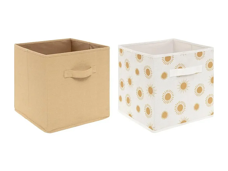 Lot de 2 Boîtes de Rangement "Soleil" 29cm Ocre