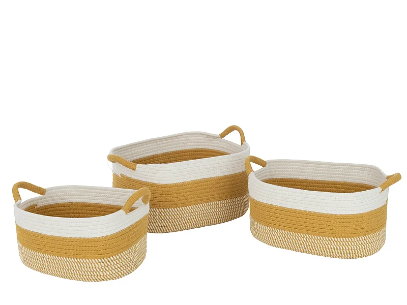 Lot de 3 Paniers de Rangement "Sami" 42cm Ocre