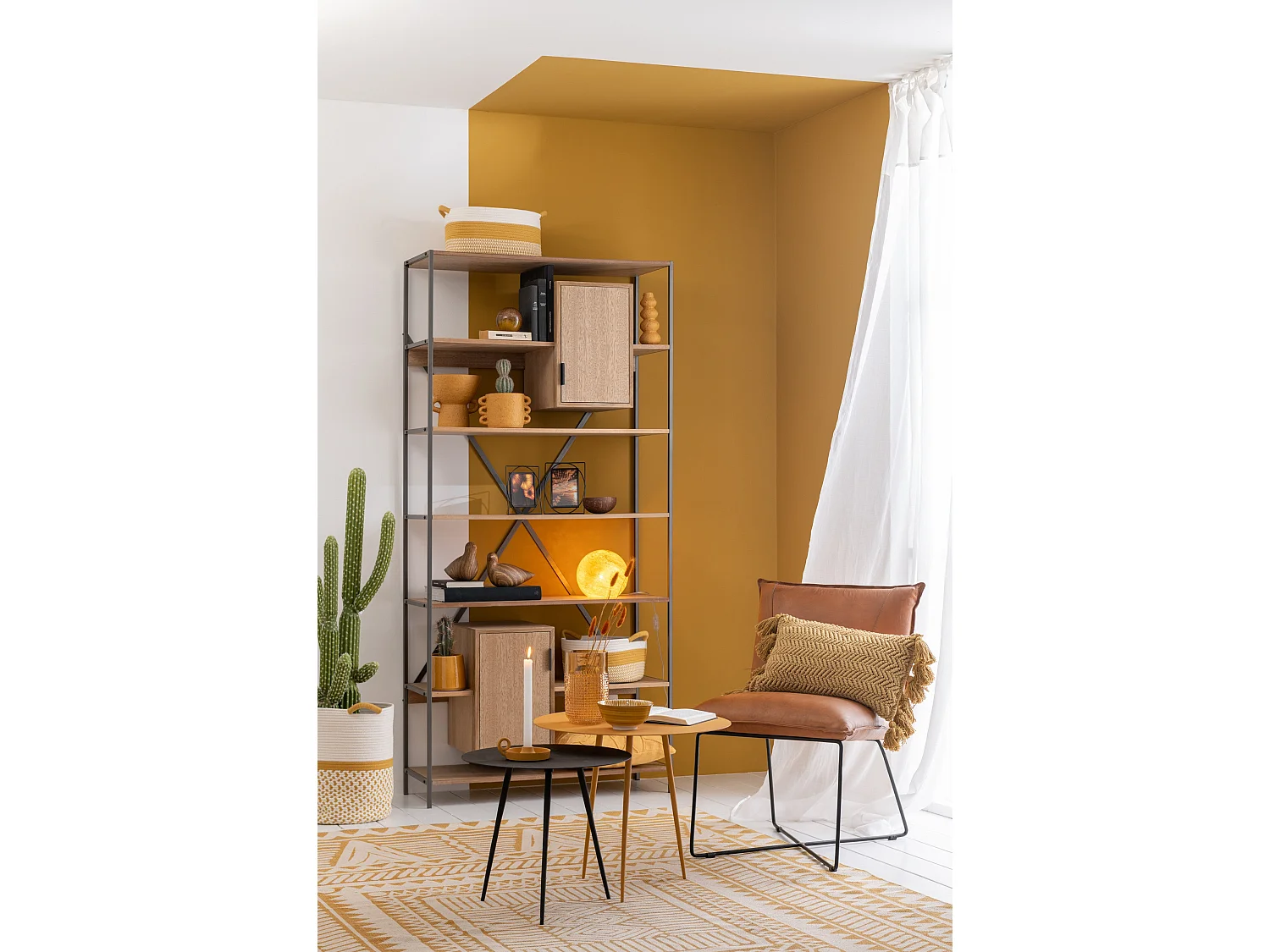 Lot de 3 Paniers de Rangement "Sami" 42cm Ocre