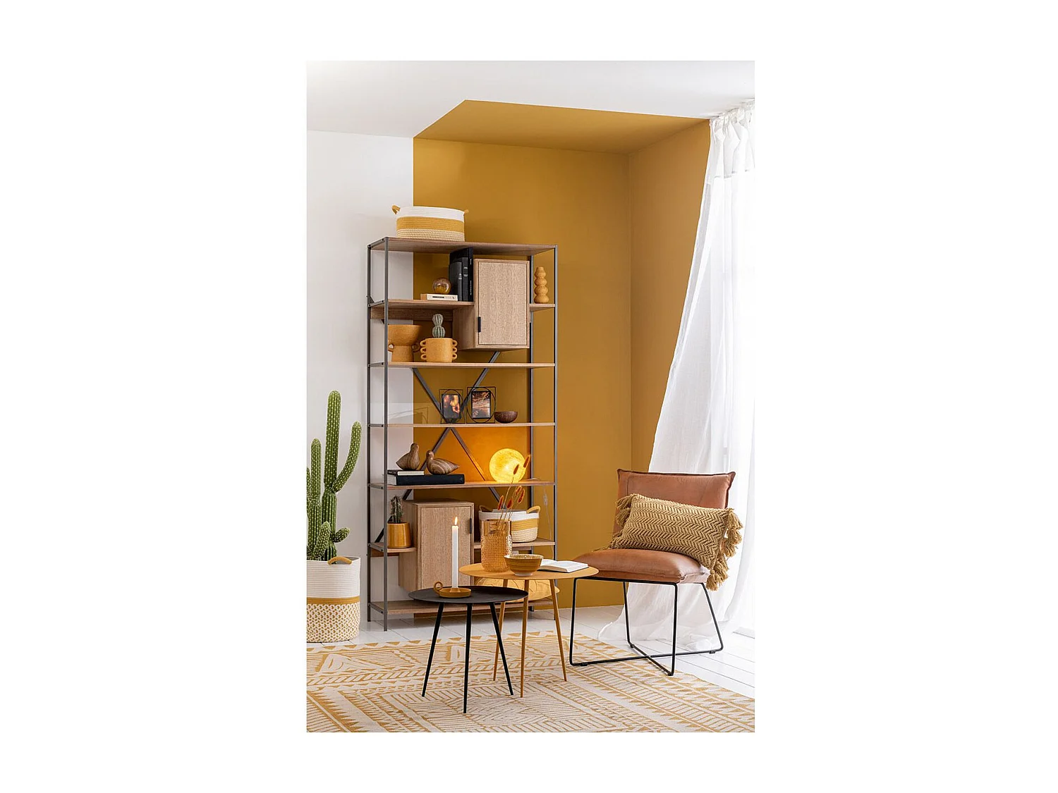 Lot de 3 Paniers de Rangement "Sami" 42cm Ocre