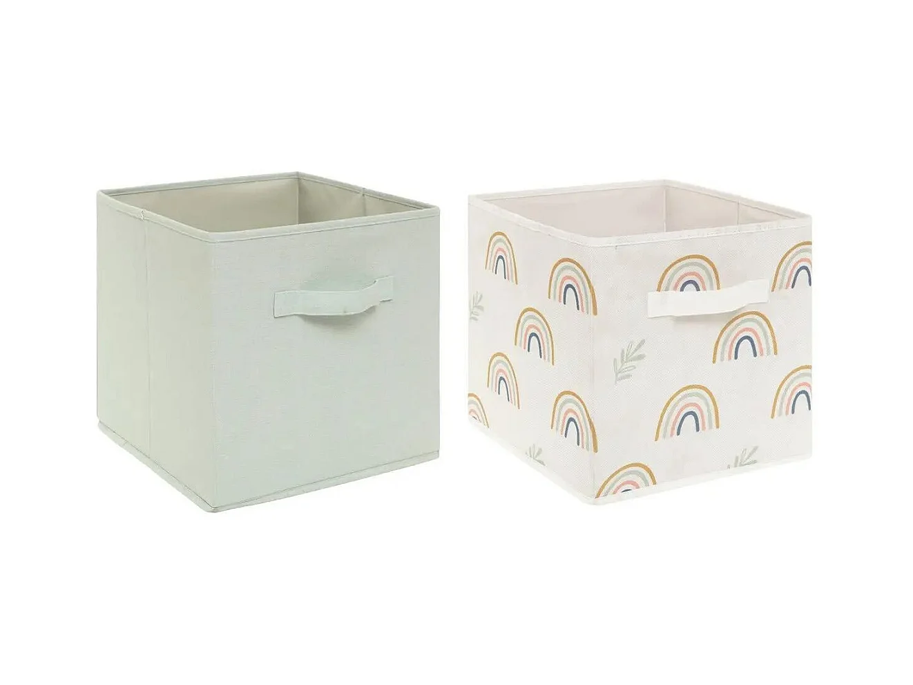 Lot de 2 Boîtes de Rangement "Arc-en-Ciel" 29cm Vert