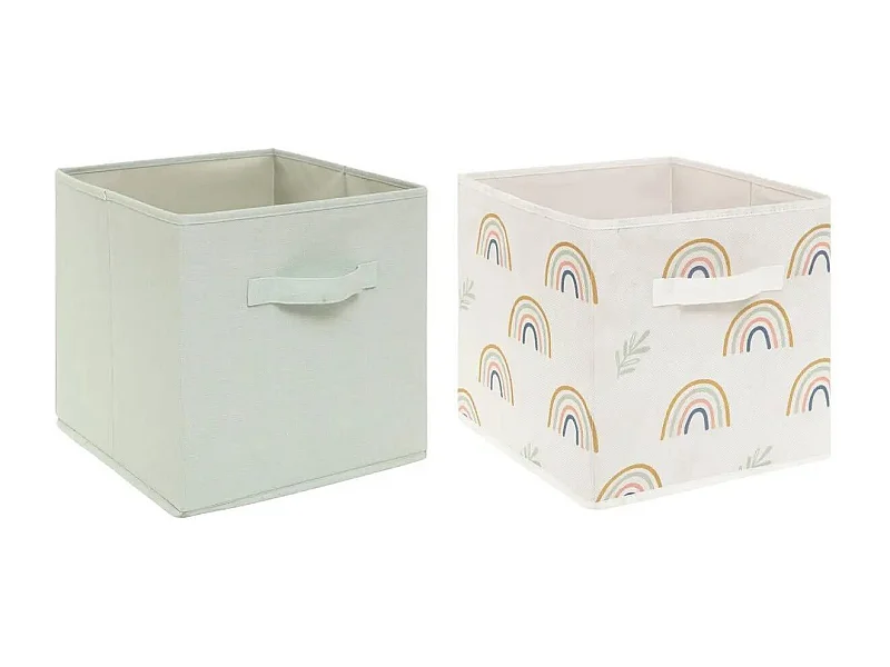 Lot de 2 Boîtes de Rangement "Arc-en-Ciel" 29cm Vert