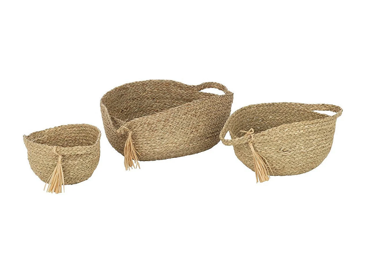 Lot de 3 Paniers de Rangement "Joan" 33cm Naturel