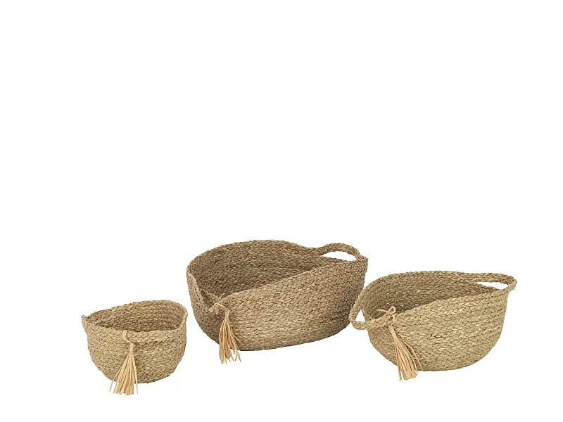 Lot de 3 Paniers de Rangement "Joan" 33cm Naturel