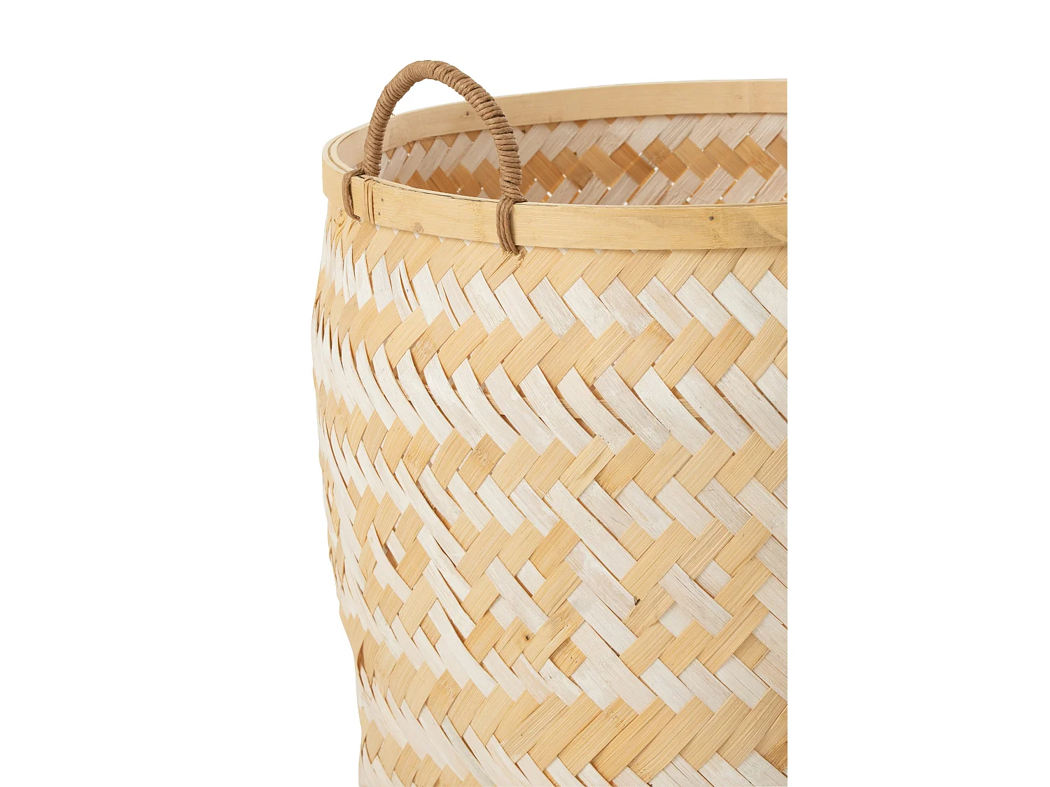 Lot de 3 Paniers de Rangement Rotin "Baudoin" 40cm Naturel & Blanc