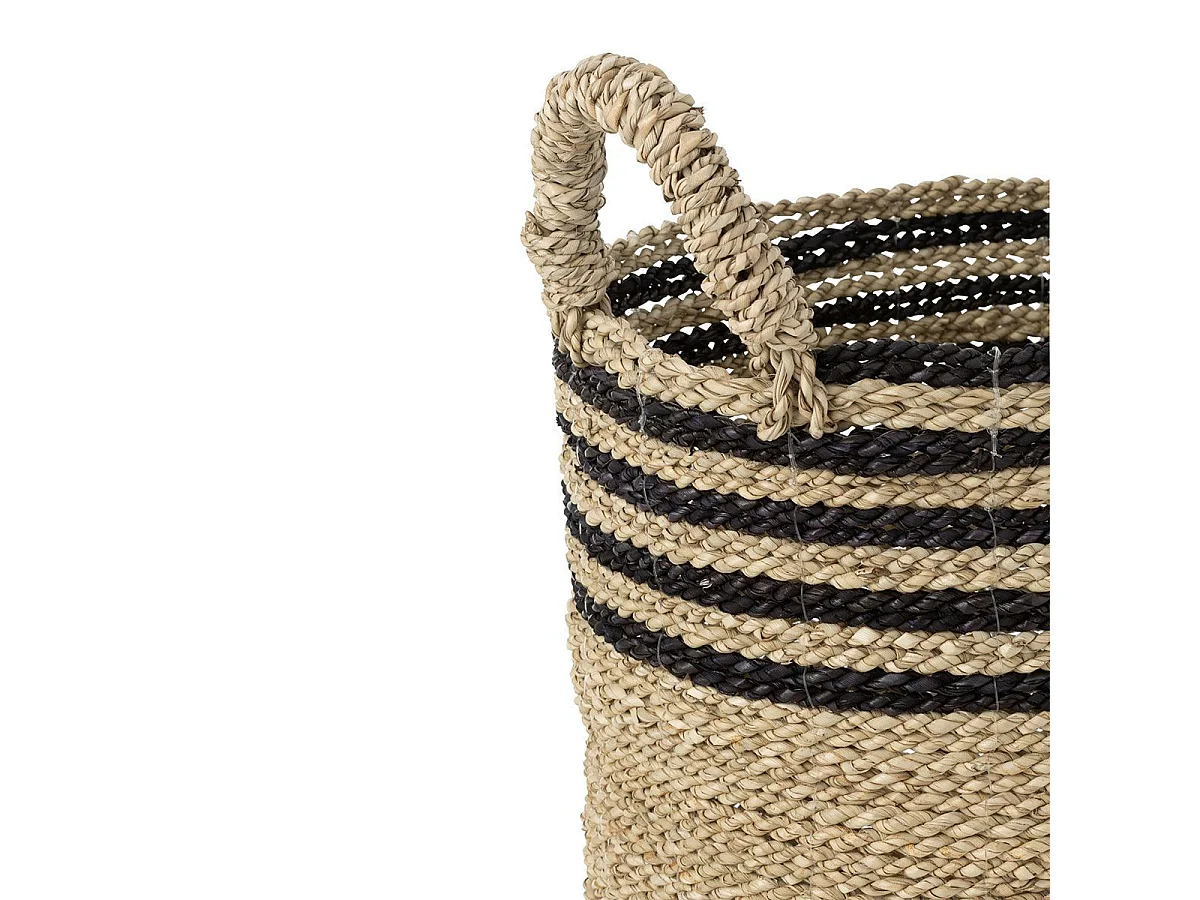 Lot de 3 Paniers de Rangement "Aline" 46cm Naturel & Noir