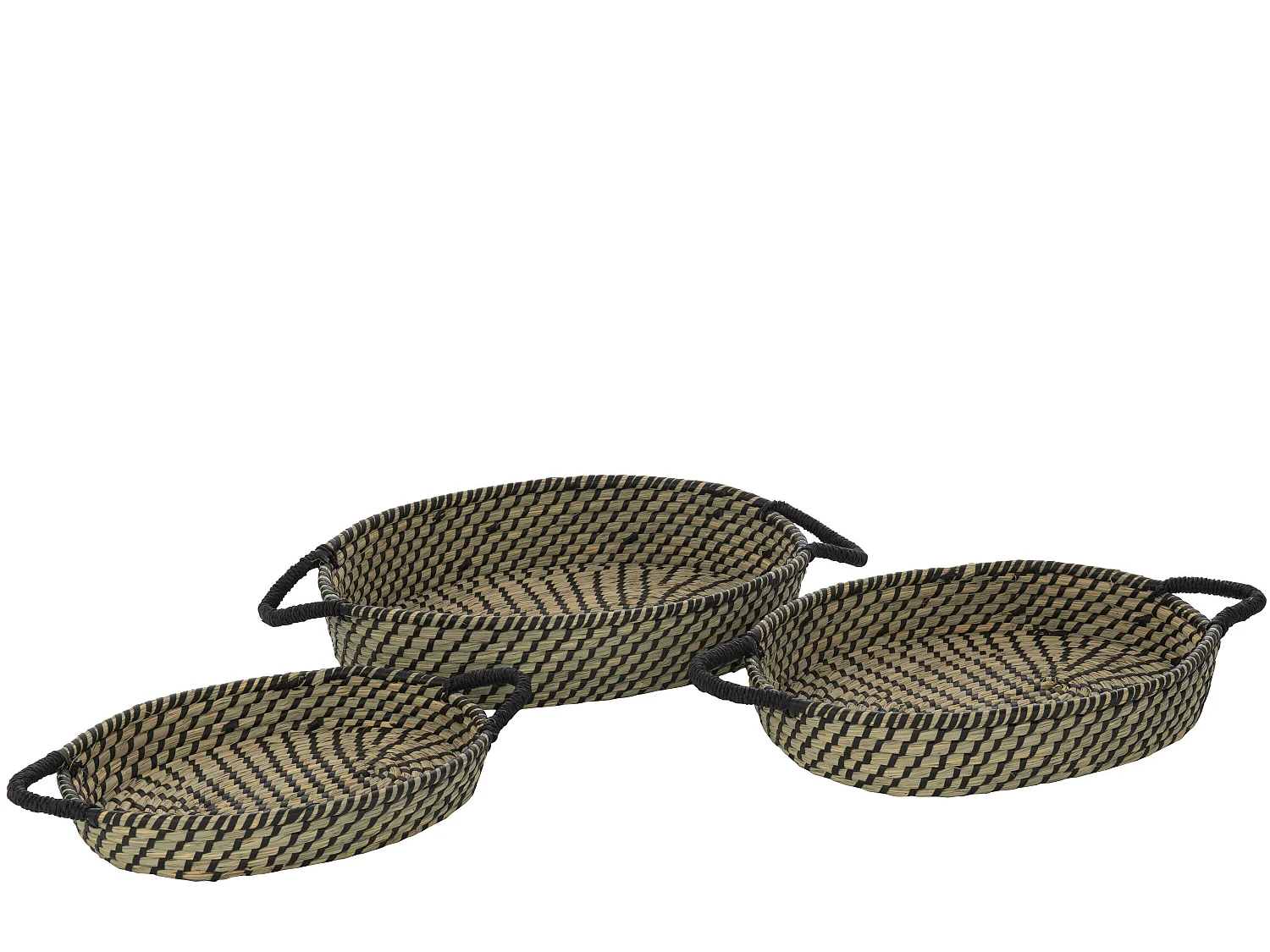 Lot de 3 Paniers Déco "Daren" 47cm Naturel & Noir