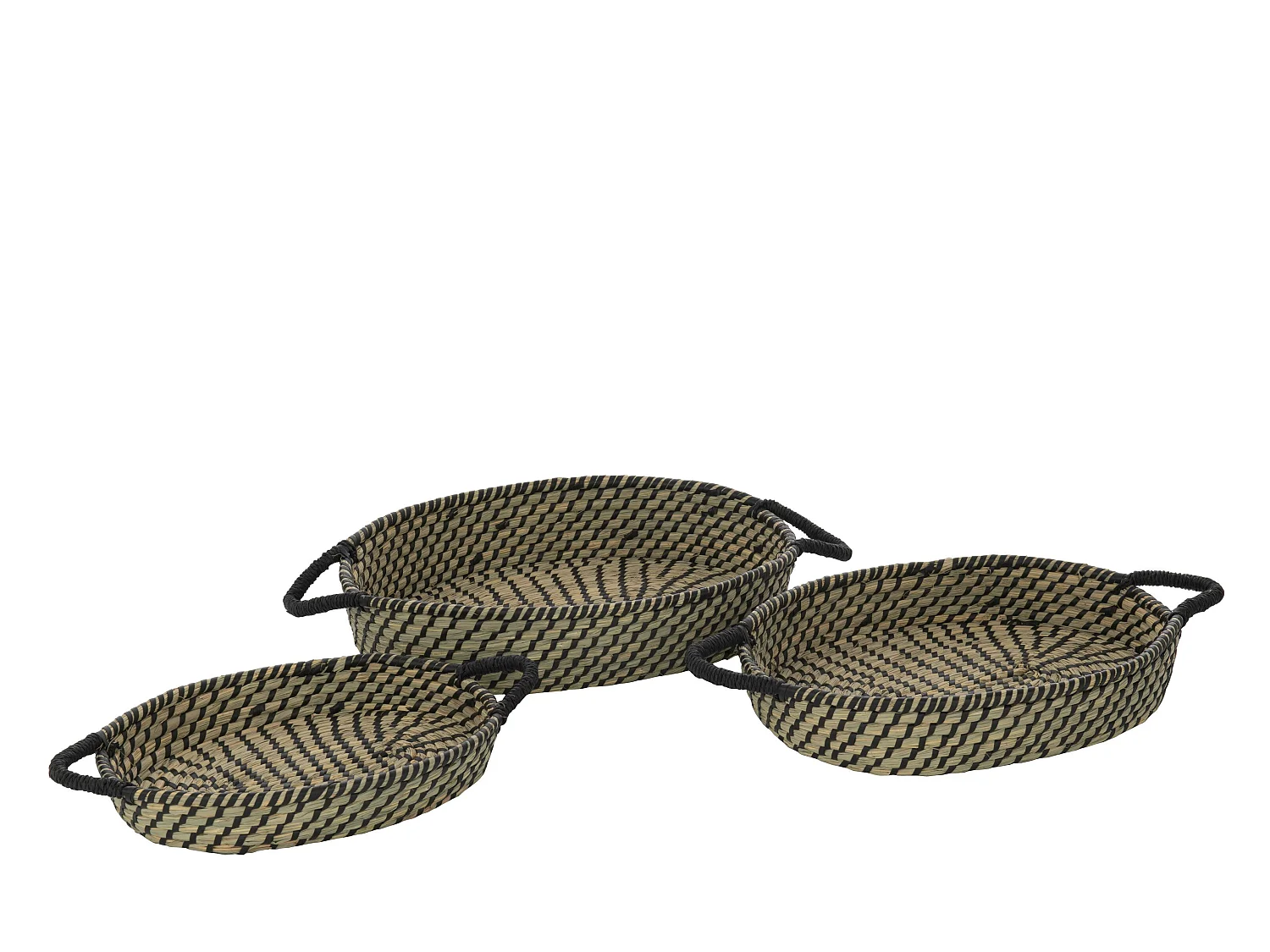 Lot de 3 Paniers Déco "Daren" 47cm Naturel & Noir