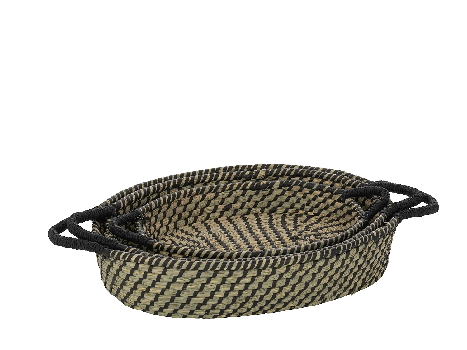 Lot de 3 Paniers Déco "Daren" 47cm Naturel & Noir