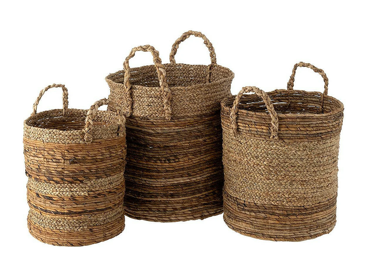 Lot de 3 Paniers de Rangement "Lucie" 58cm Naturel