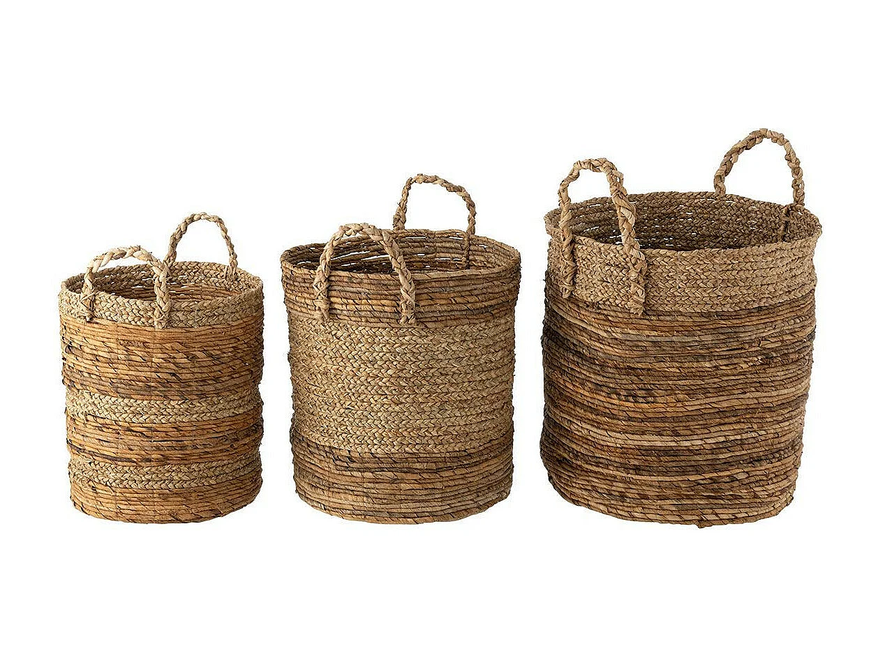 Lot de 3 Paniers de Rangement "Lucie" 58cm Naturel