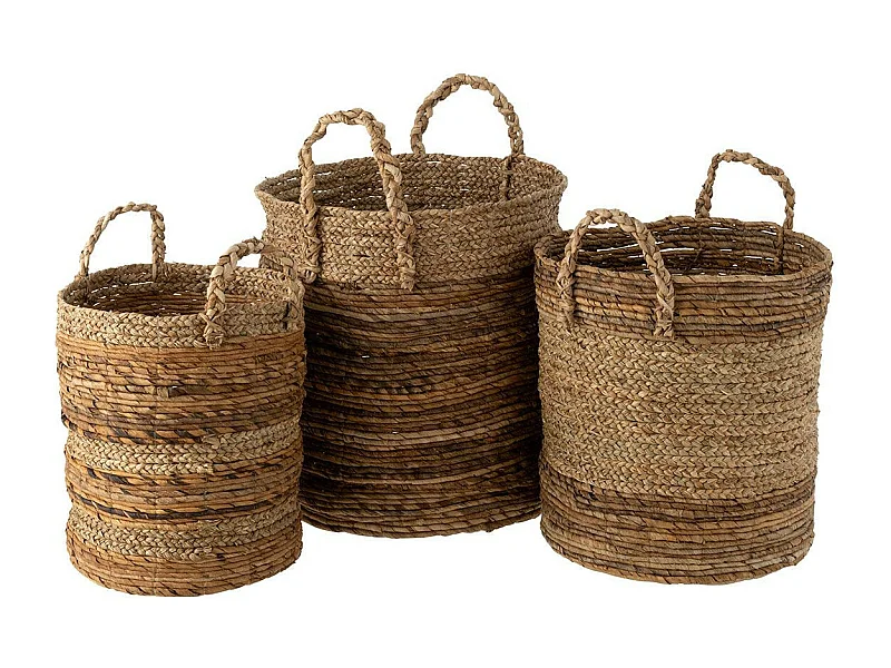 Lot de 3 Paniers de Rangement "Lucie" 58cm Naturel