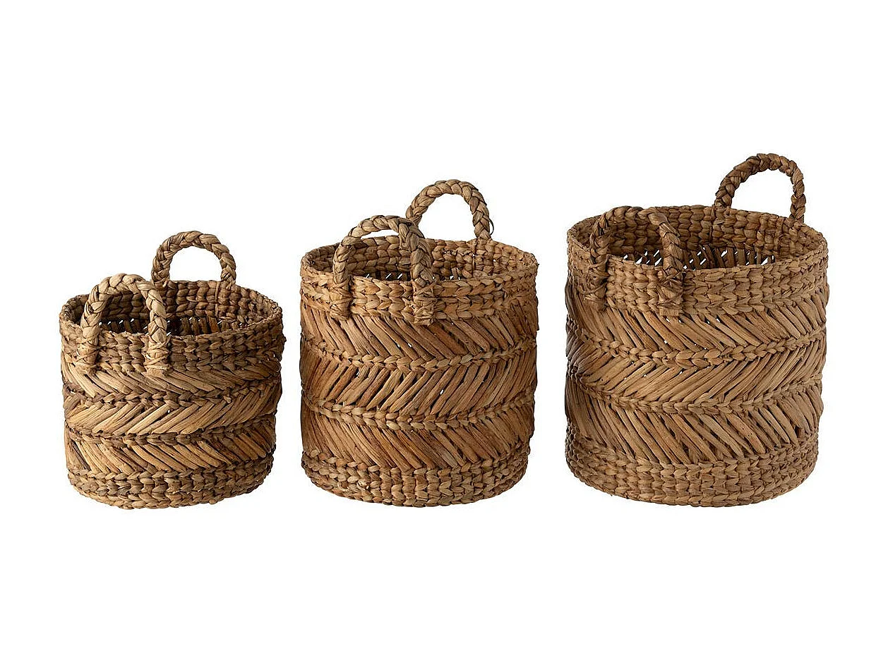 Lot de 3 Paniers de Rangement Tressé "Hollis" 47cm Naturel