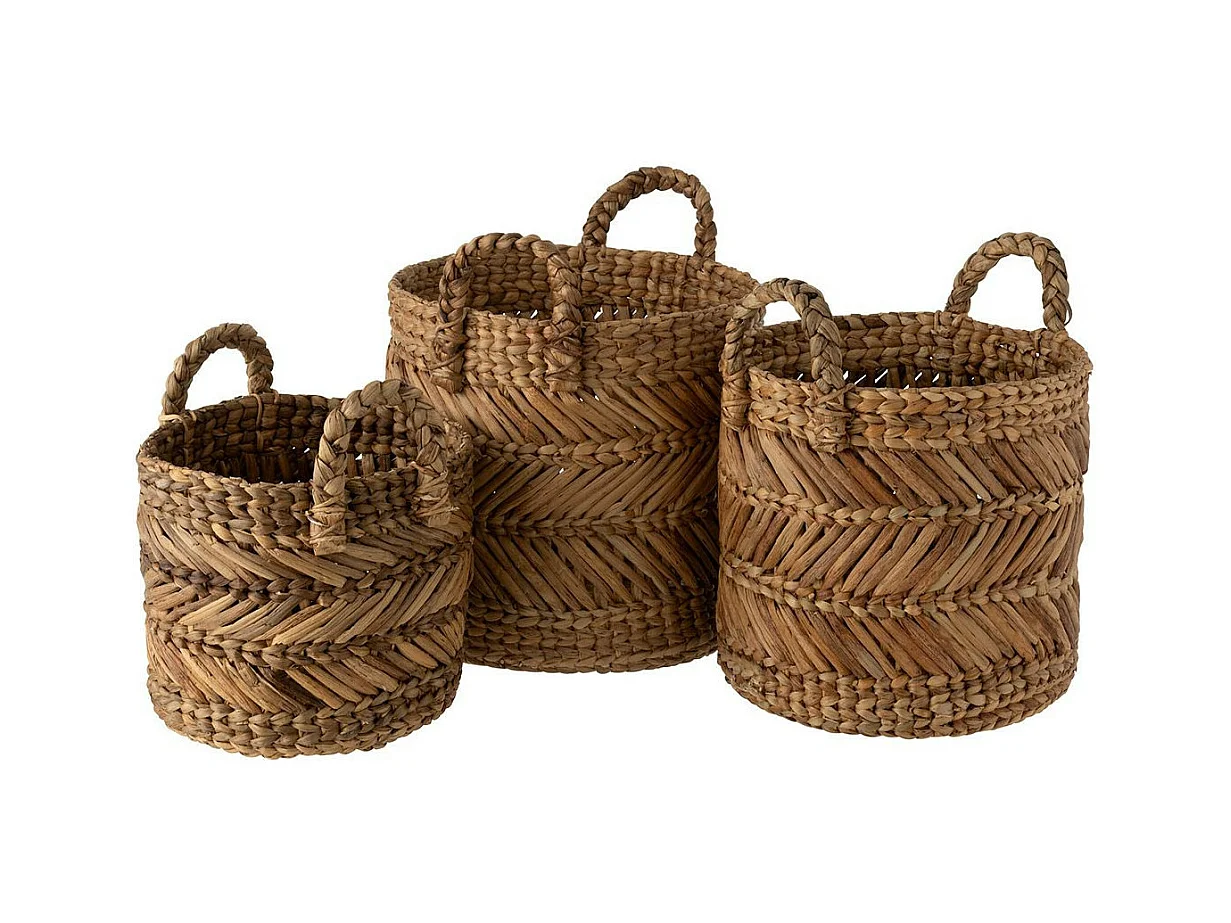 Lot de 3 Paniers de Rangement Tressé "Hollis" 47cm Naturel
