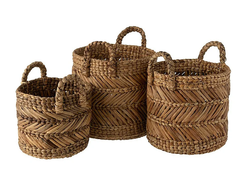 Lot de 3 Paniers de Rangement Tressé "Hollis" 47cm Naturel