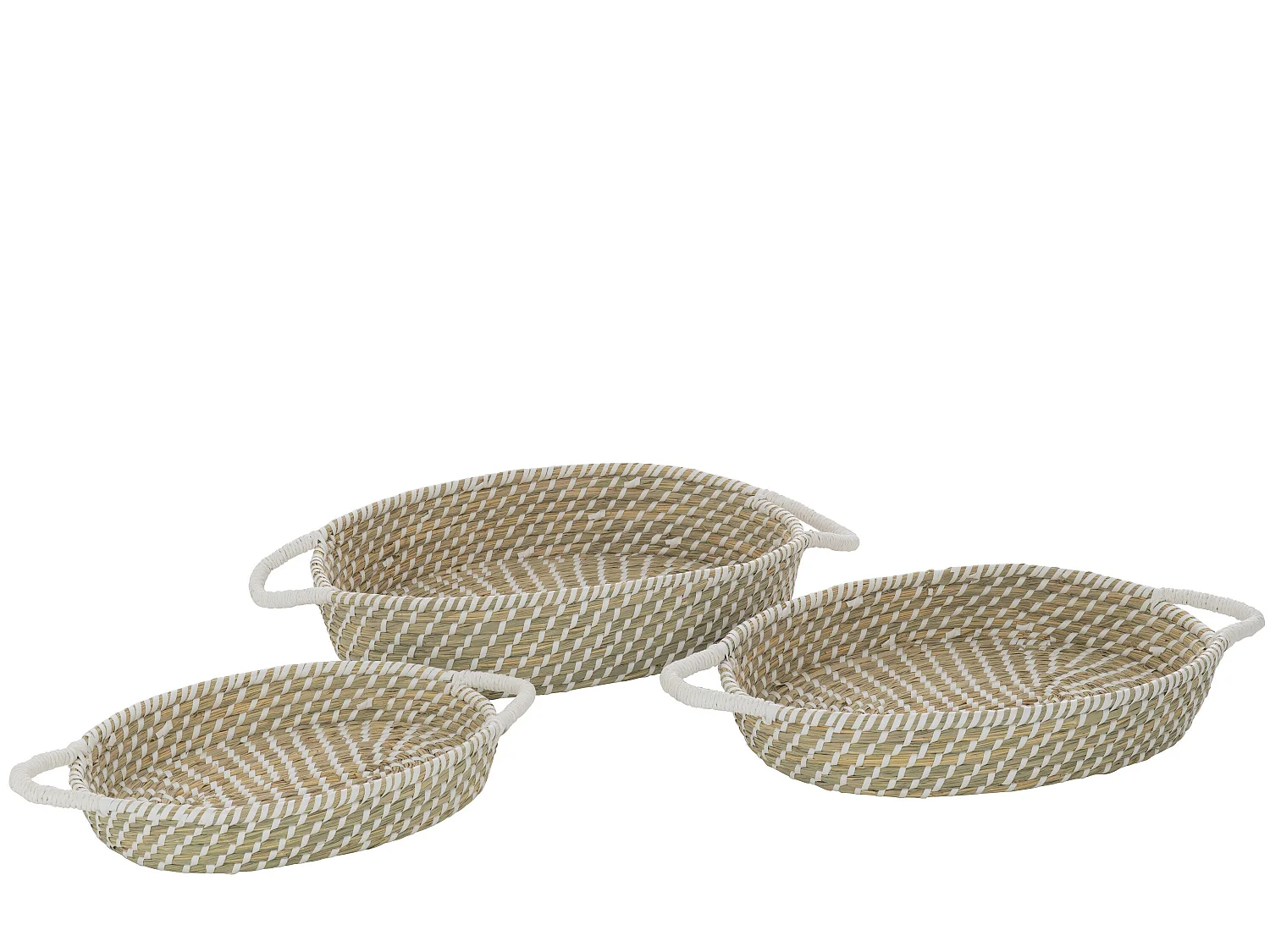 Lot de 3 Paniers Déco "Daren" 47cm Naturel & Blanc