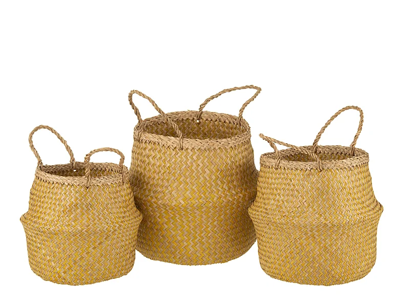 Lot de 3 Paniers de Rangement "Rétractables" 30cm Jaune