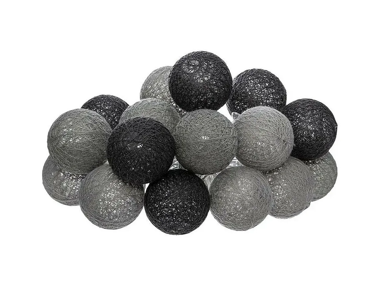 Guirlande Led 16 Boules "Smoky" 255cm Gris & Noir