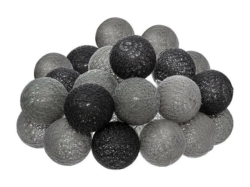 Guirlande Led 20 Boules "Smoky" 435cm Gris & Noir