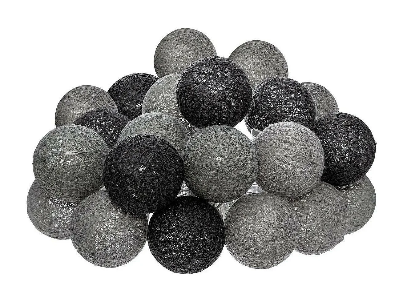 Guirlande Led 20 Boules "Smoky" 435cm Gris & Noir