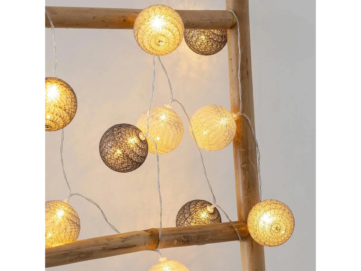 Guirlande Led 20 Boules "Smoky" 435cm Gris & Noir