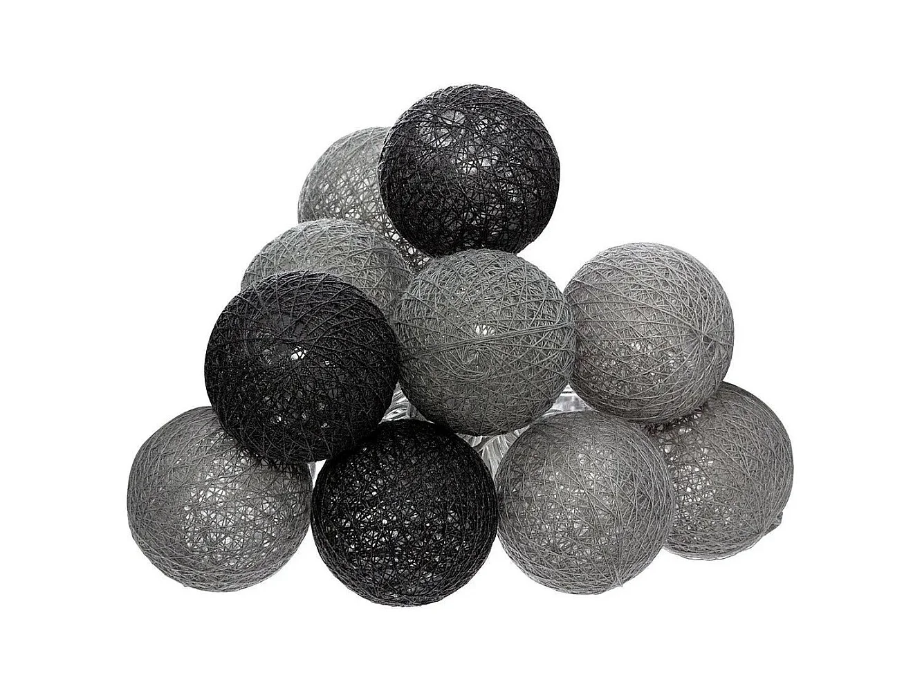 Guirlande Led 10 Boules "Smoky" 165cm Gris & Noir