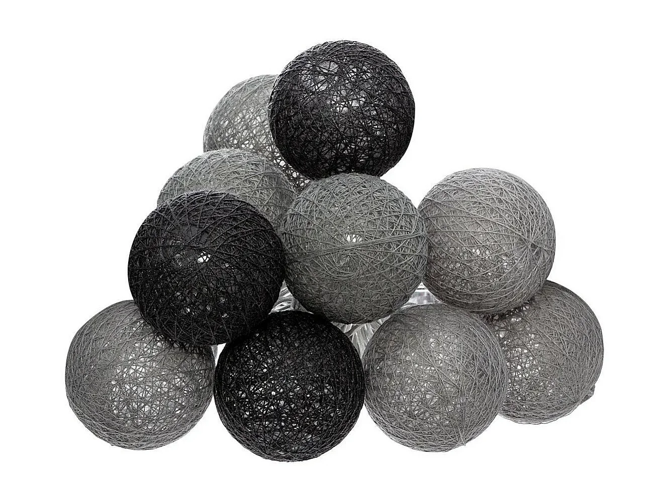 Guirlande Led 10 Boules "Smoky" 165cm Gris & Noir