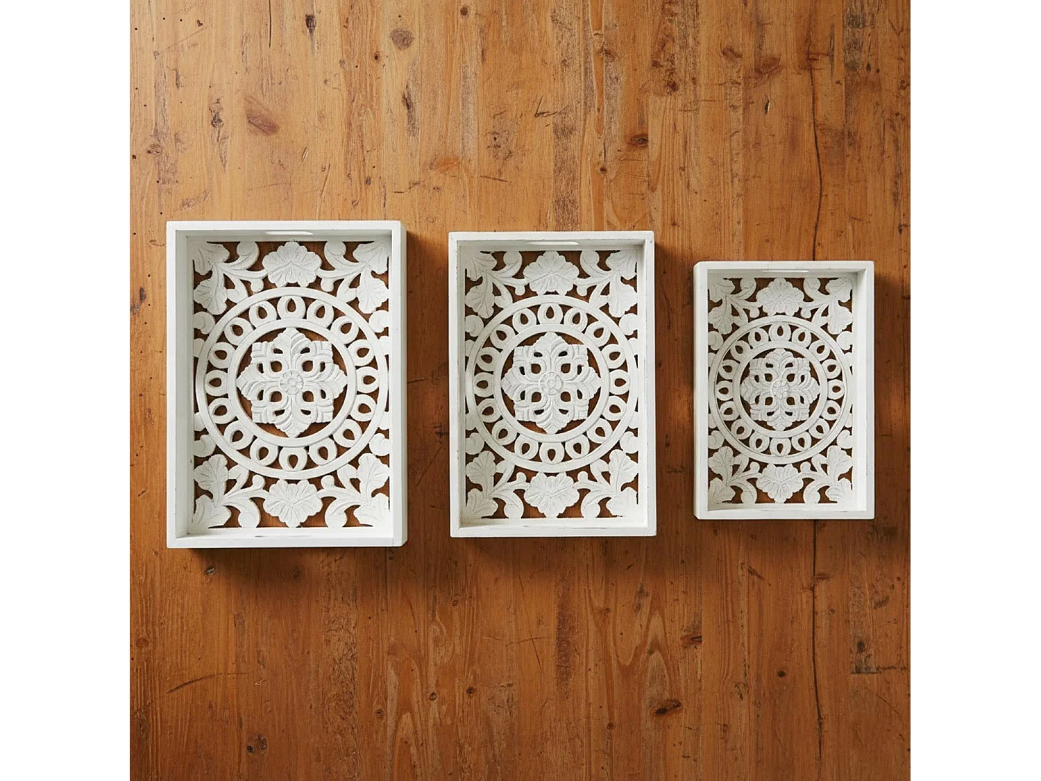 Lot de 3 Plateaux de Service "Oriental" 62cm Blanc