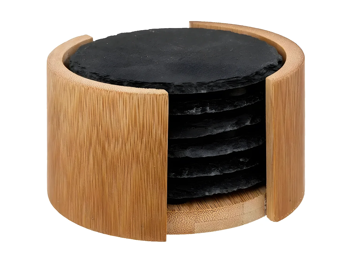 Lot de 6 Dessous de Verre "Ardoise" 10cm Noir