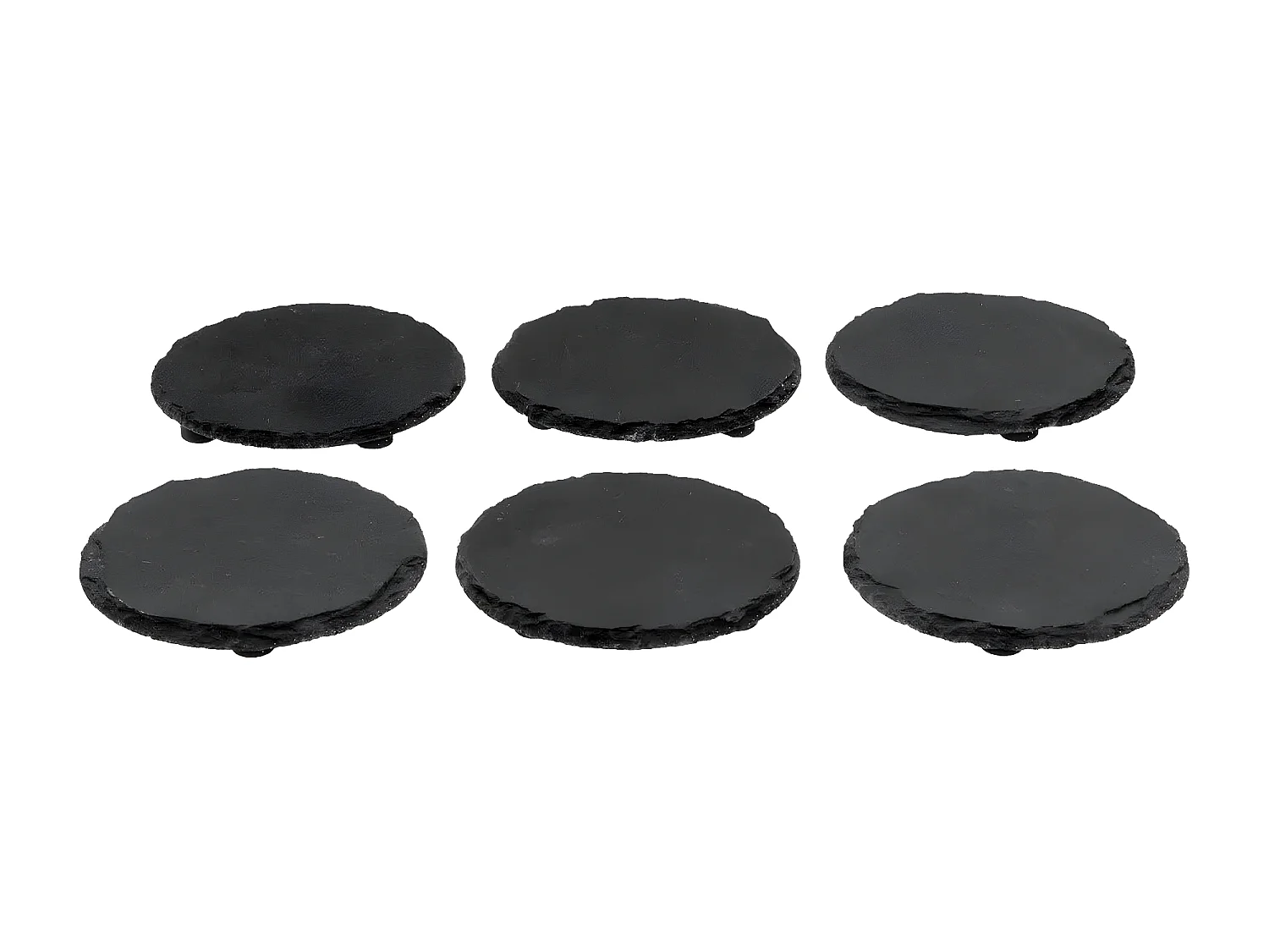 Lot de 6 Dessous de Verre "Ardoise" 10cm Noir