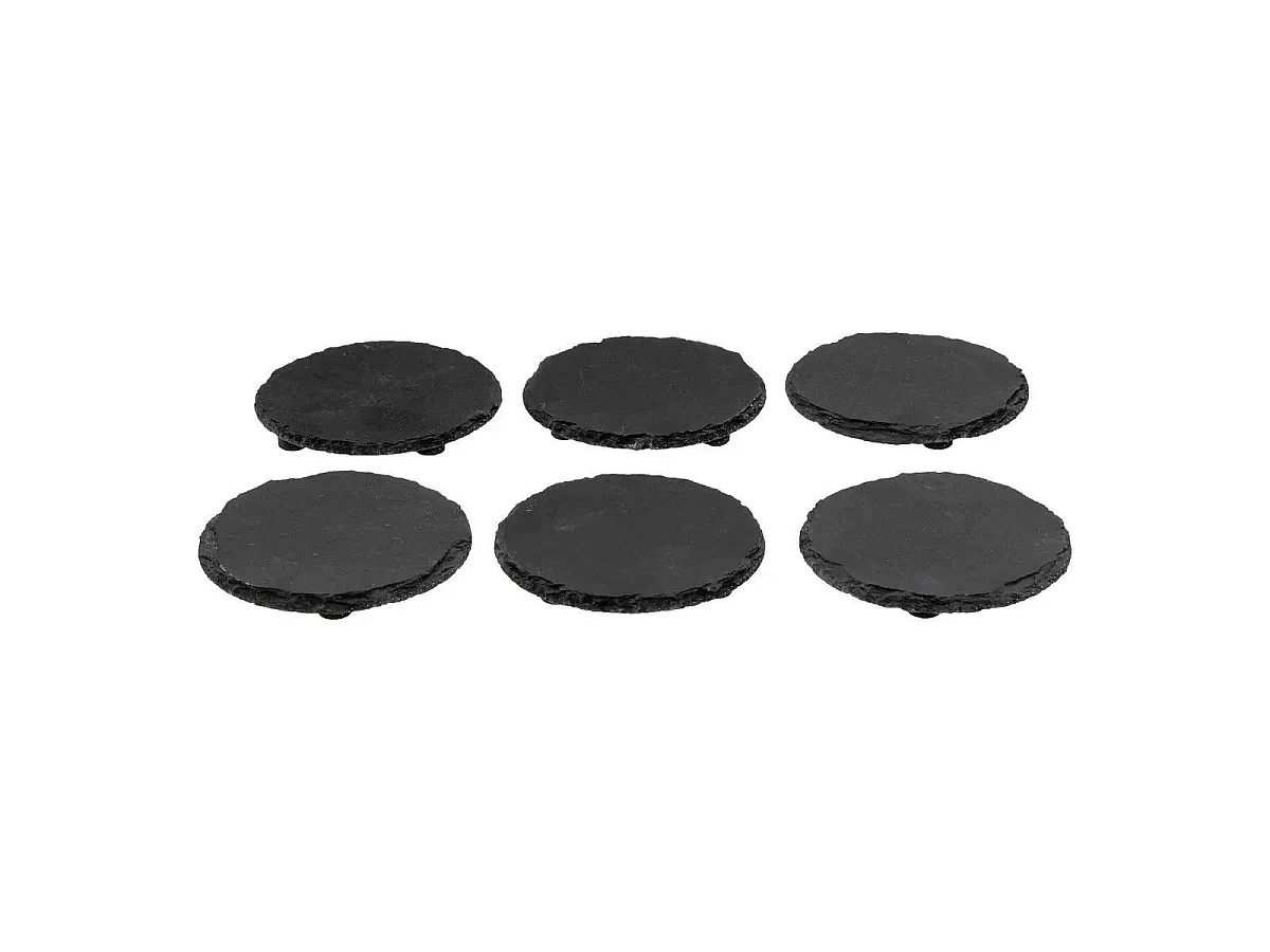 Lot de 6 Dessous de Verre "Ardoise" 10cm Noir