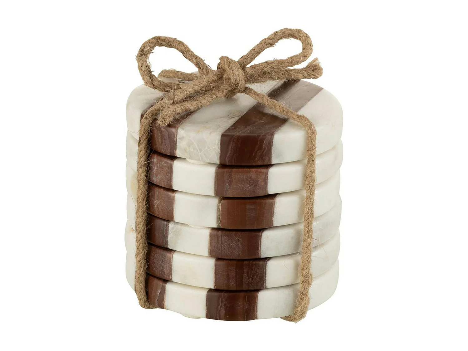 Lot de 6 Dessous de Verre Marbre "Streepy" 10cm Marron