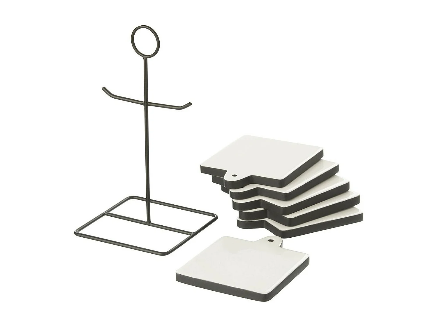 Lot de 6 Dessous de Verre "Tokyo" 23cm Noir & Blanc