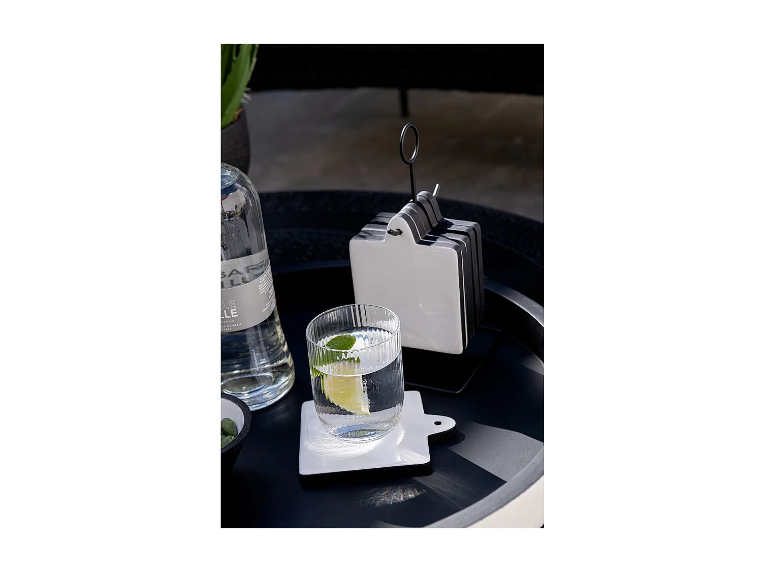 Lot de 6 Dessous de Verre "Tokyo" 23cm Noir & Blanc