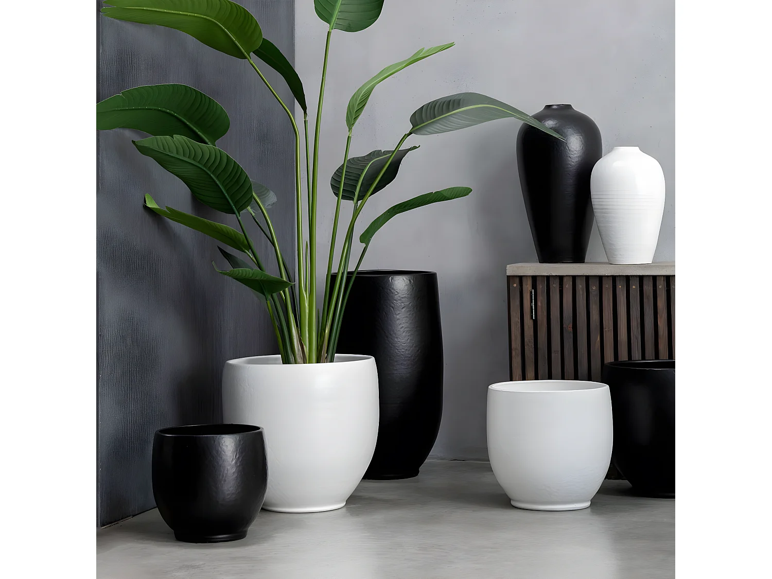 Vase Déco Poterie "Ying" 35cm Blanc