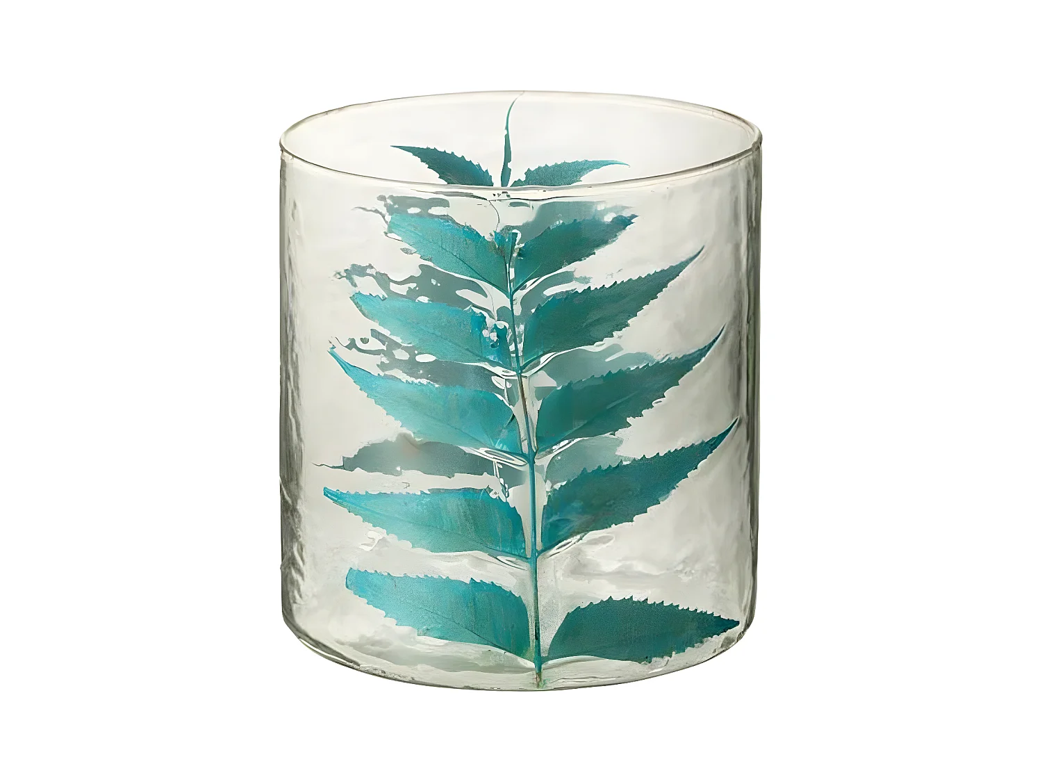 Vase Design en Verre "Feuille" 16cm Bleu