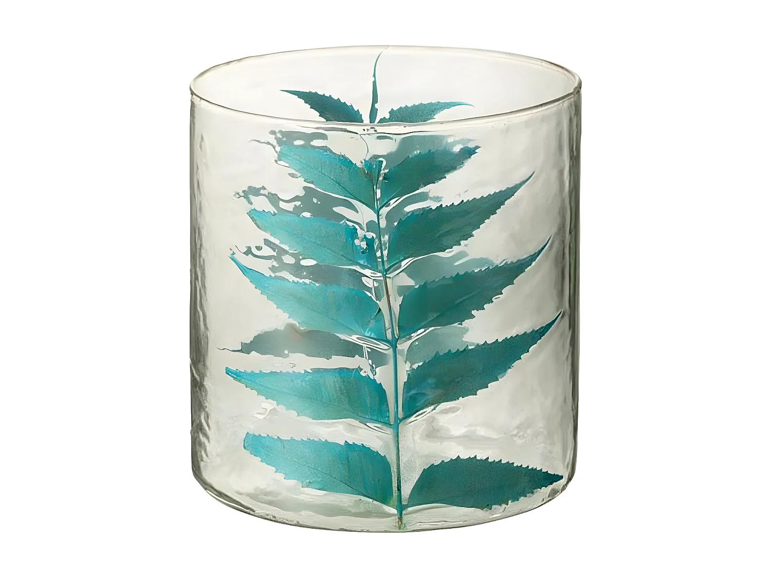 Vase Design en Verre "Feuille" 16cm Bleu
