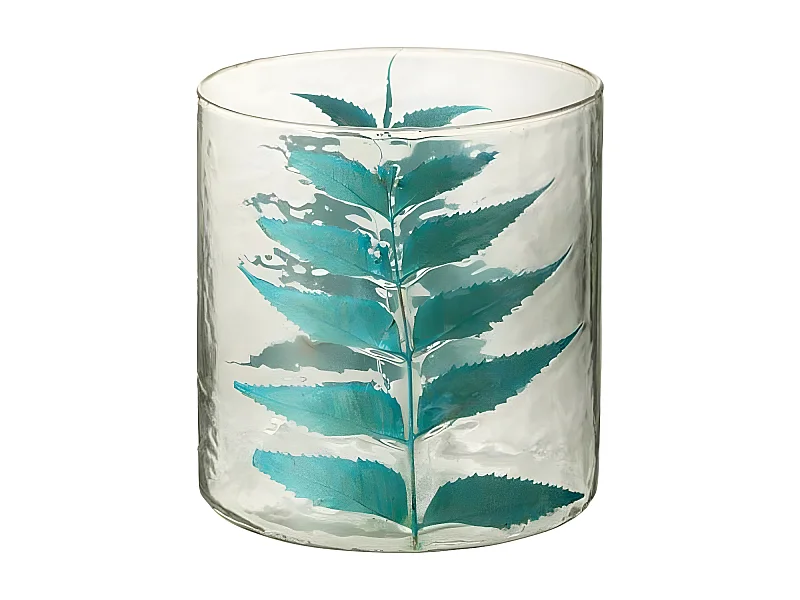 Vase Design en Verre "Feuille" 16cm Bleu