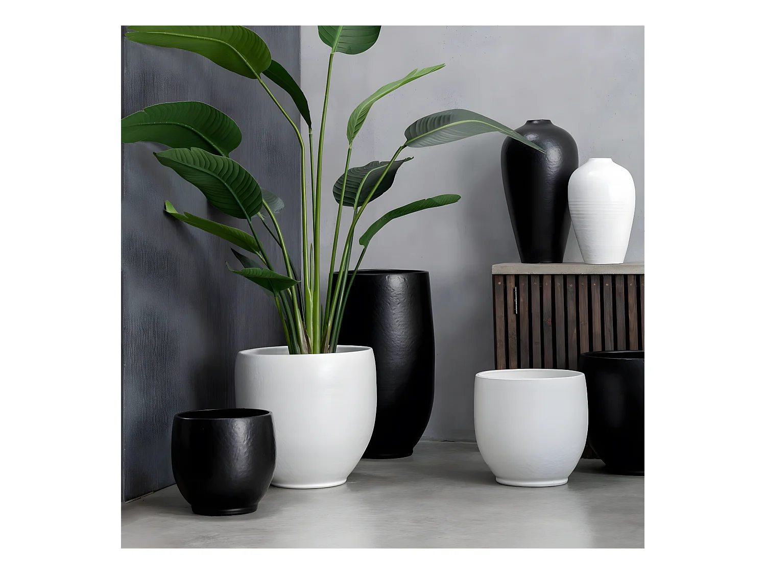Vase Déco Poterie "Ying" 50cm Noir