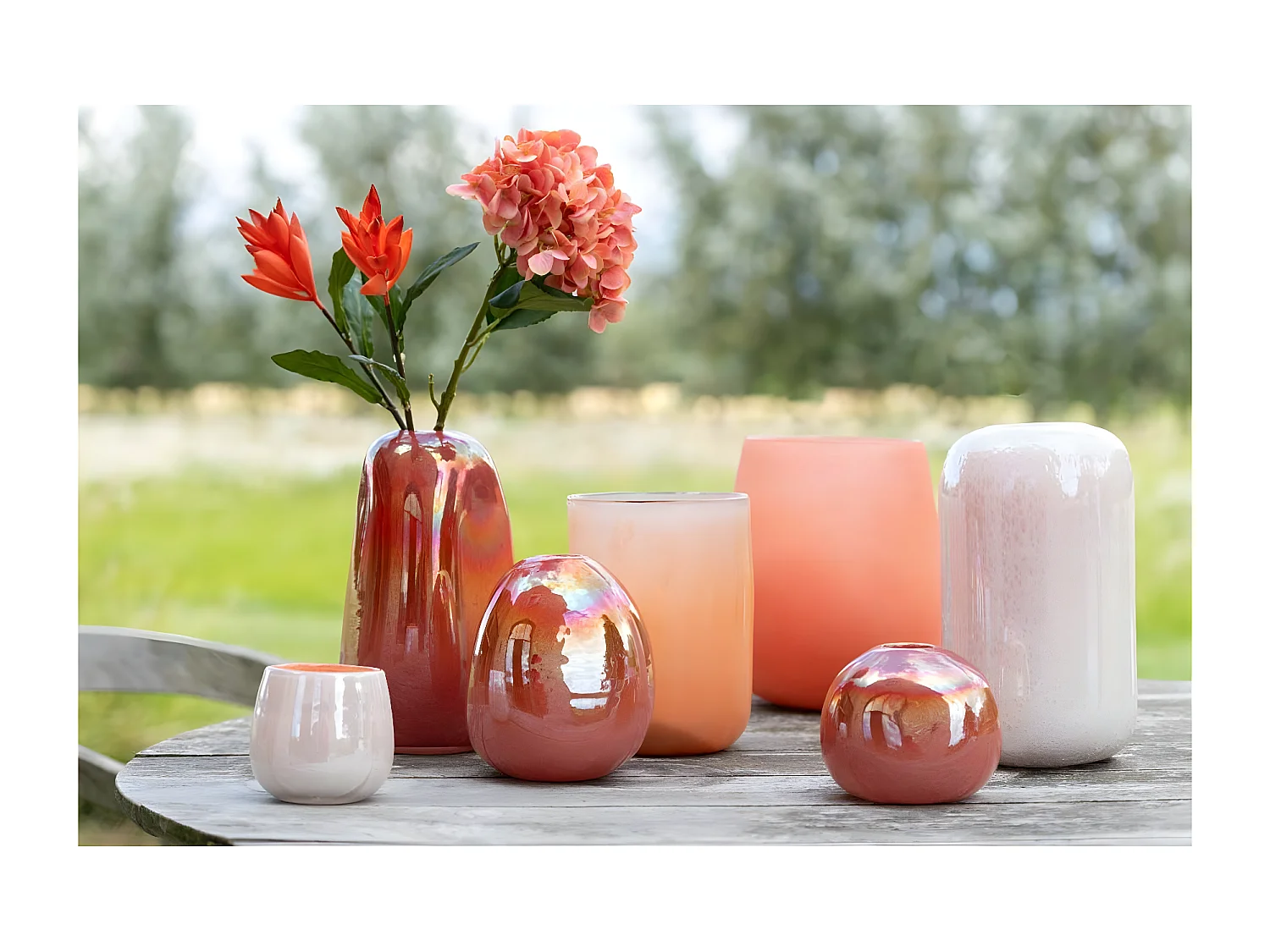 Vase Design en Verre "Juliette" 11cm Orange & Rose