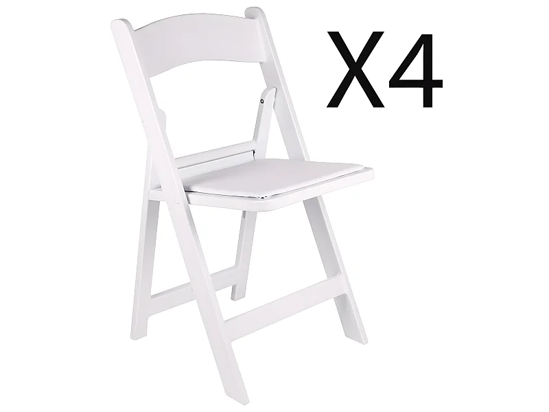 Lot de 4 chaises pliantes en Polypropylène coloris blanc - L. 44,5  x P. 43  x H. 88  cm