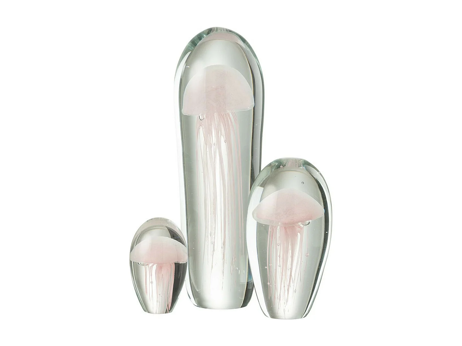 Presse-Papier en Verre "Méduse Tentacule" 30cm Rose