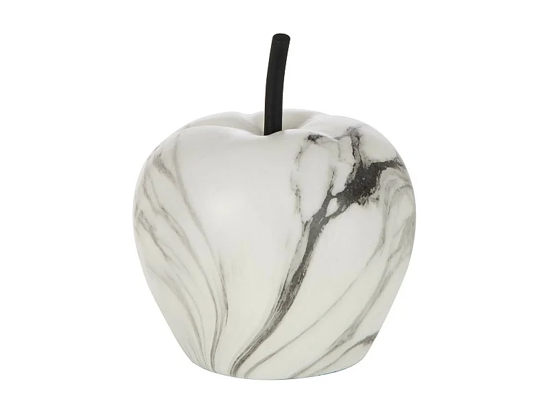 Pomme Déco "Effet Marbre" 17cm Blanc