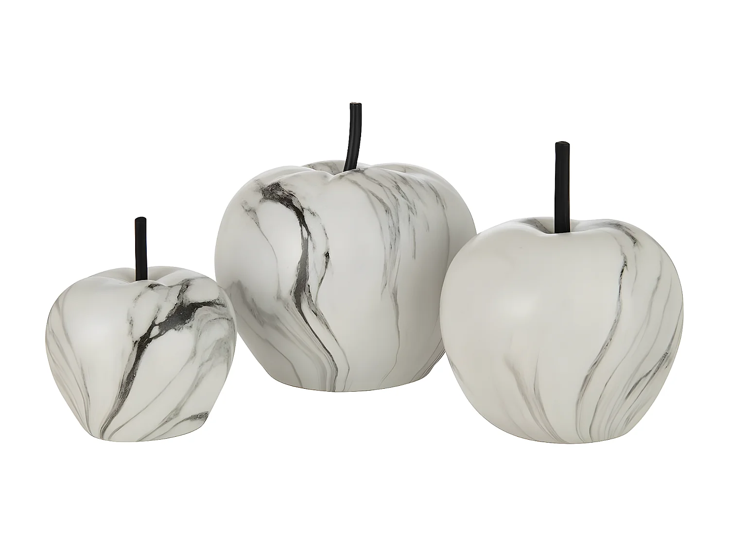 Pomme Déco "Effet Marbre" 17cm Blanc