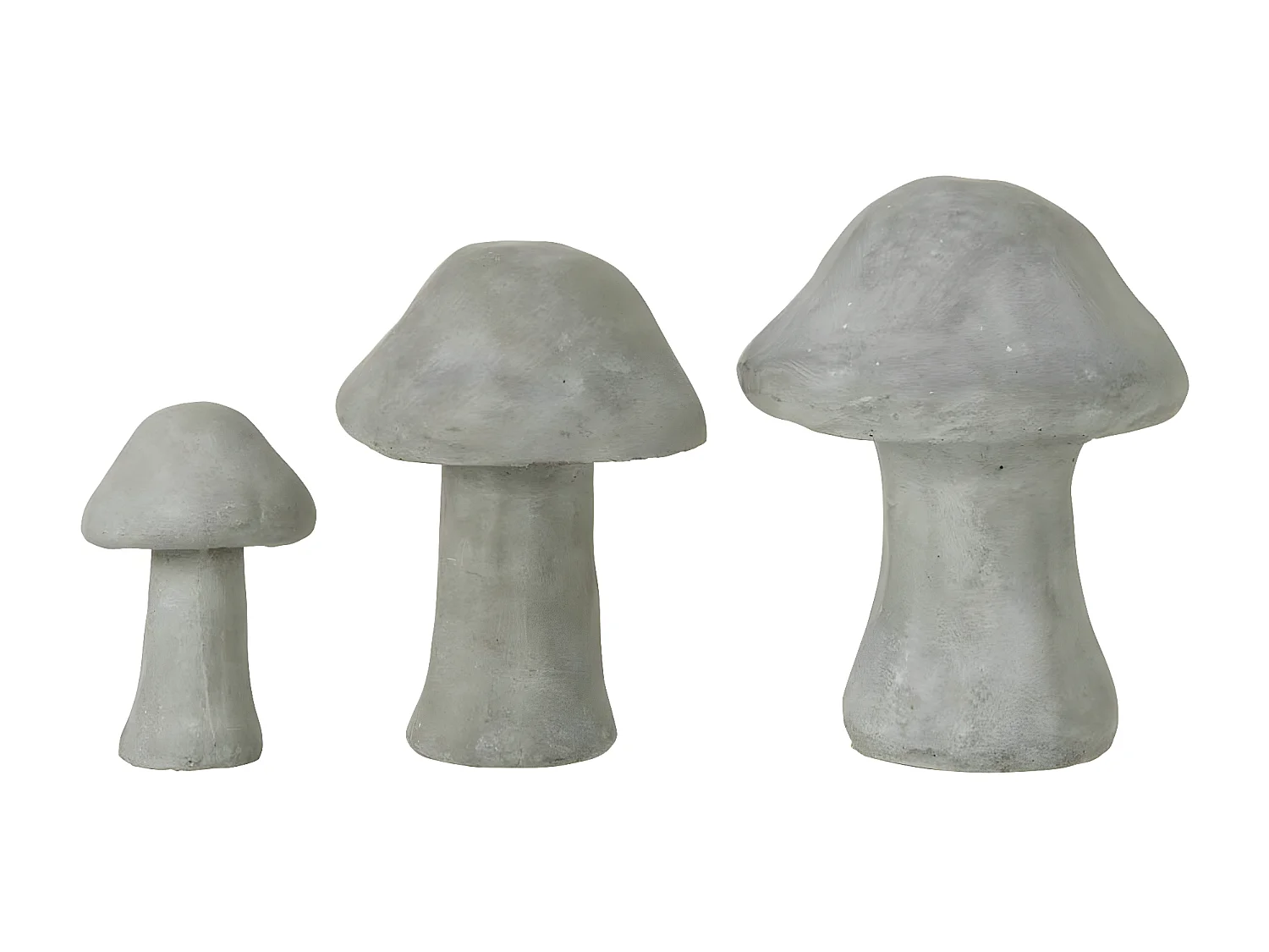 Lot de 3 Champignons Déco "Ciment" 19cm Gris