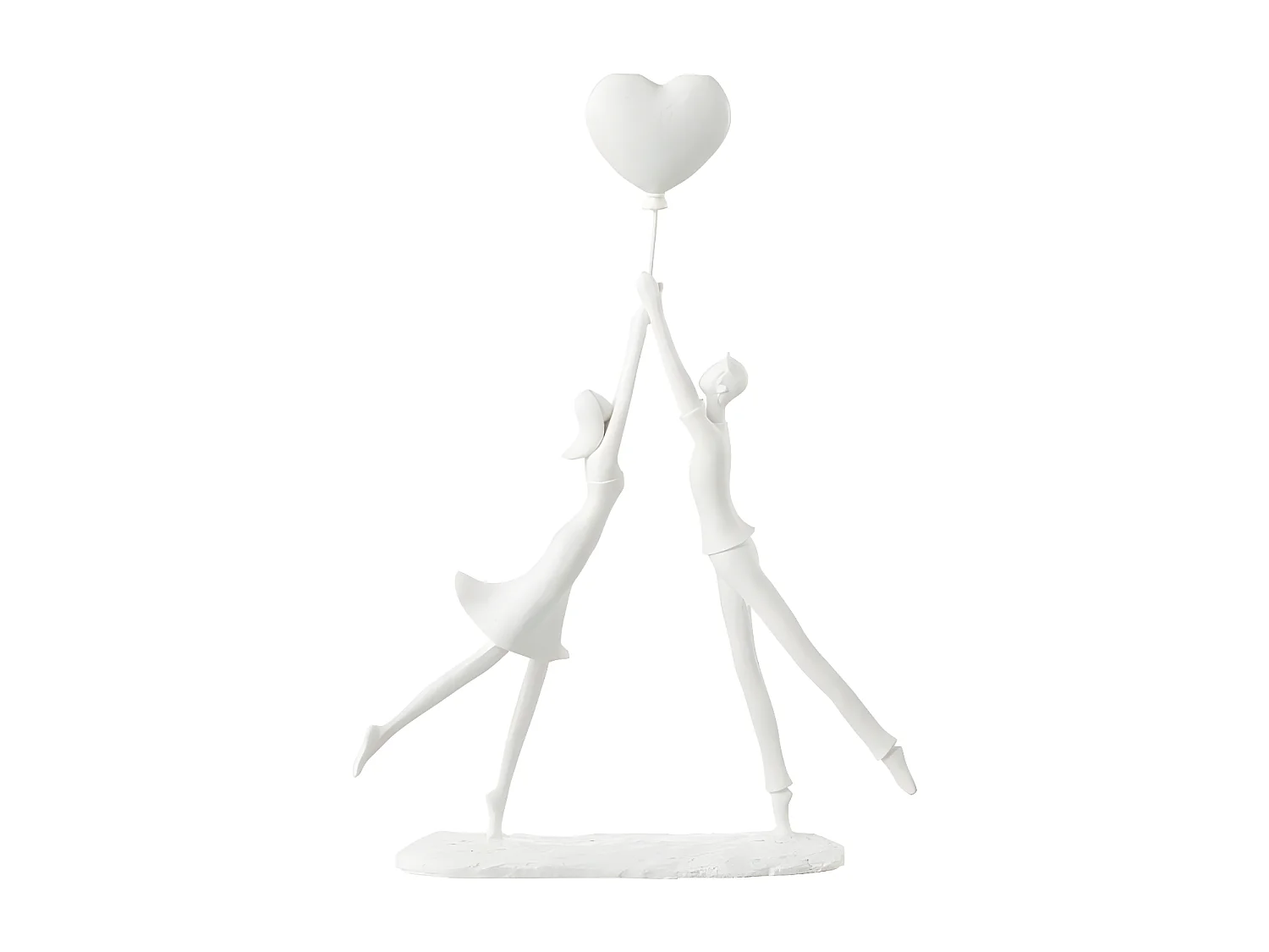 Statuette Déco "Couple Debout Cœur" 36cm Blanc