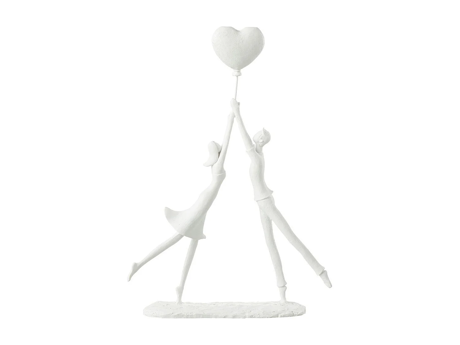 Statuette Déco "Couple Debout Cœur" 36cm Blanc