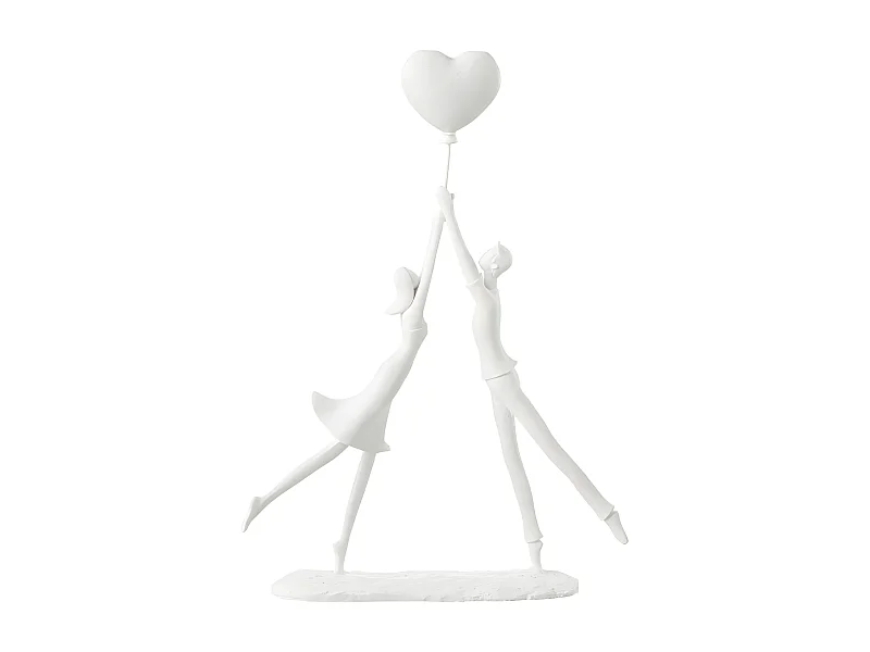 Statuette Déco "Couple Debout Cœur" 36cm Blanc